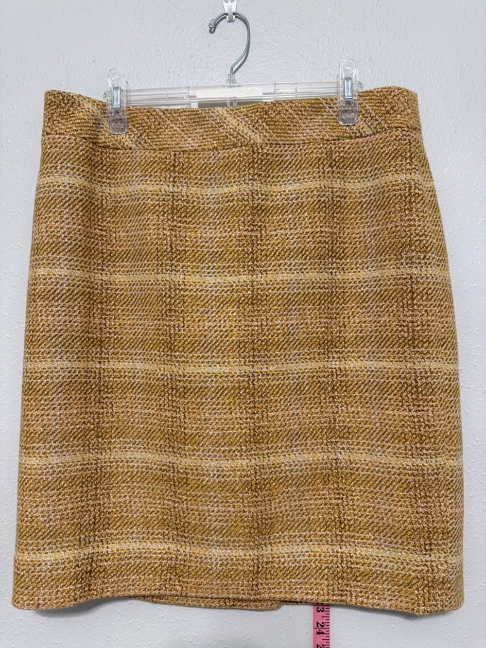 J. Crew Mustard Tweed Pencil Skirt